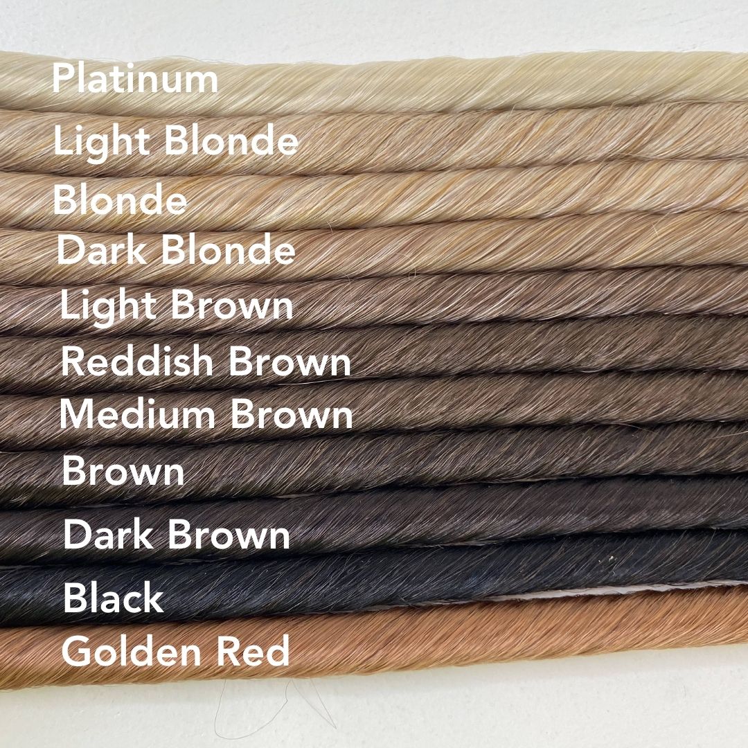 The Easy Updo Extensions color palette from platinum to red to brown and black volume extensions for thin fine and short hair