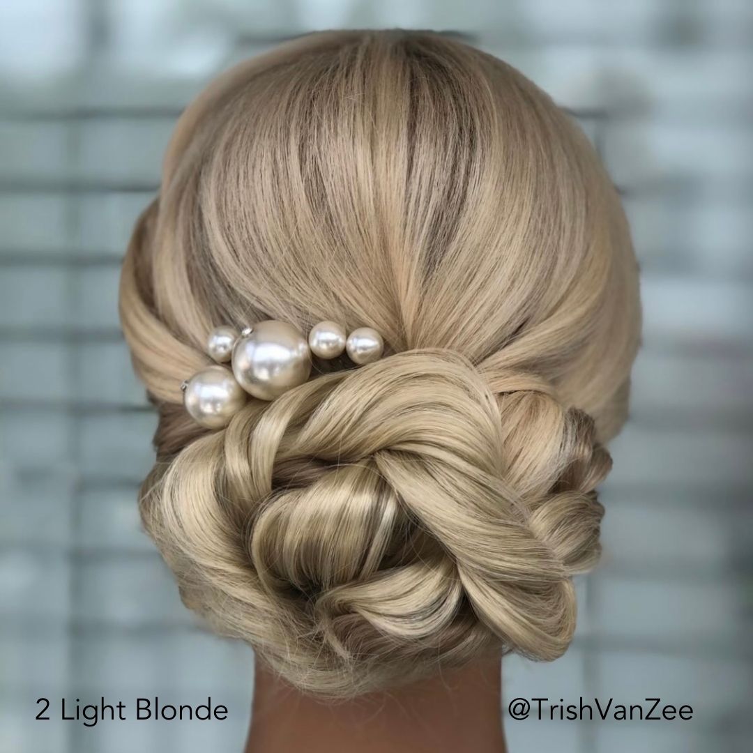 Textured Bun on Fine and thin hair using Easy Updo Extensions for a bigger bun by Trish Van Zee