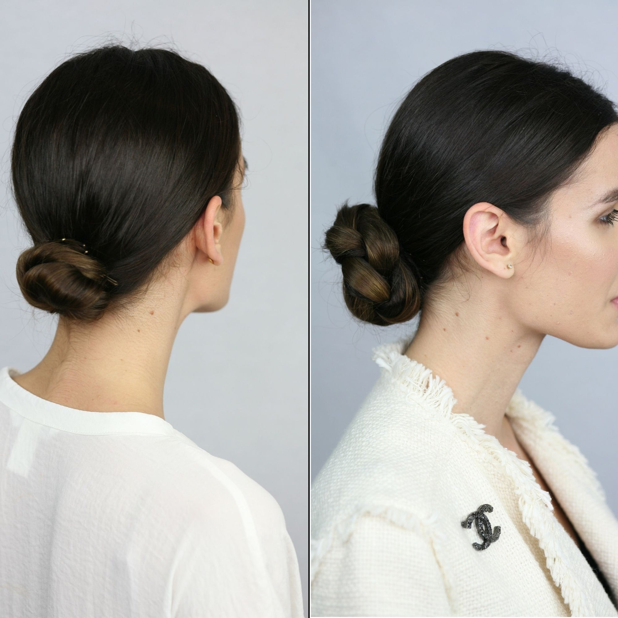 Low Bun Before & After Easy Updo Extensions
