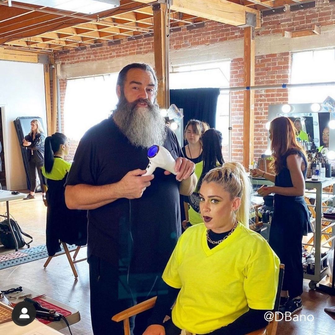 Stylist Styling a Candidate's Hair