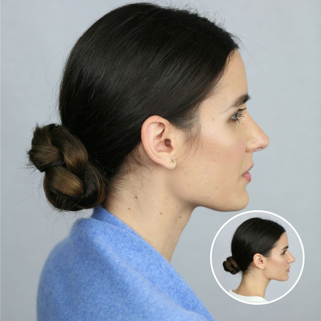 Braided Low Bun Before & After