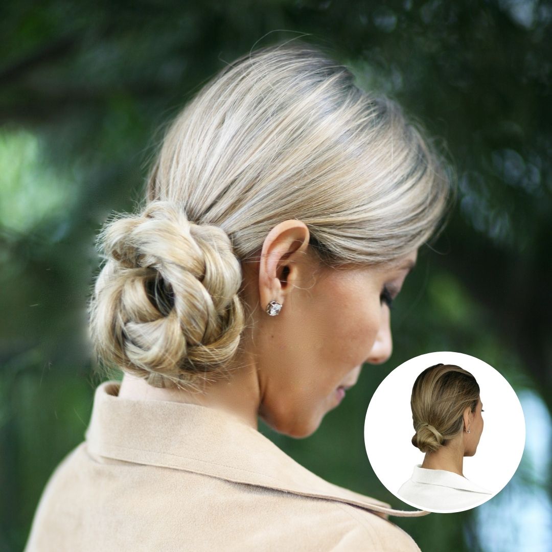Braided Low Bun Before & After