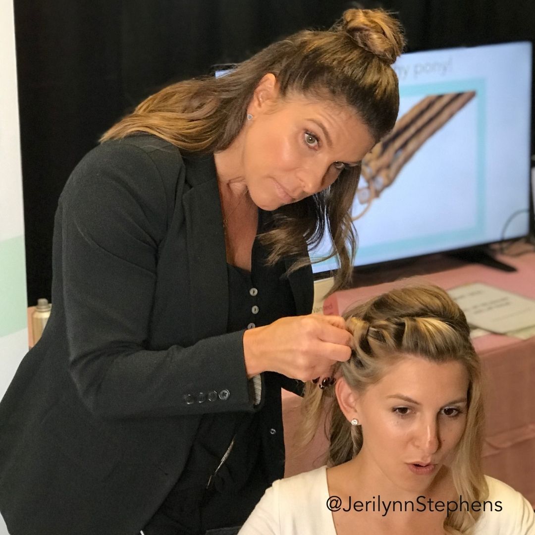 Stylist Styling a Candidates Hair