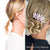 Transformation picture of thin fine short hair ponytail to a beautiful upstyle with a flower in the hair