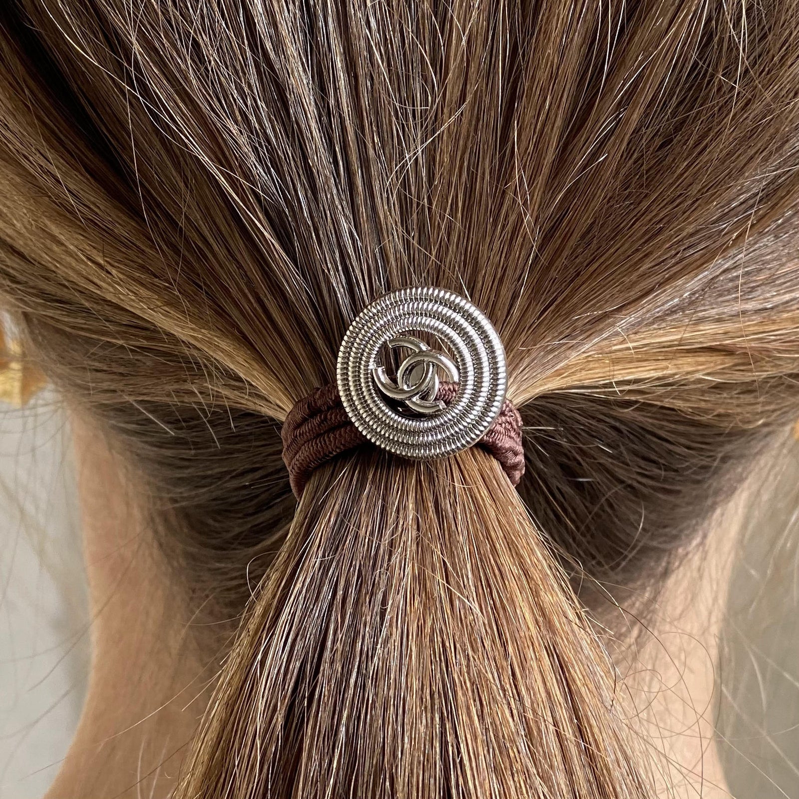 Easy Updo Extensions Repurposed Hair Ties - LV Flower, 17mm Black / Thin