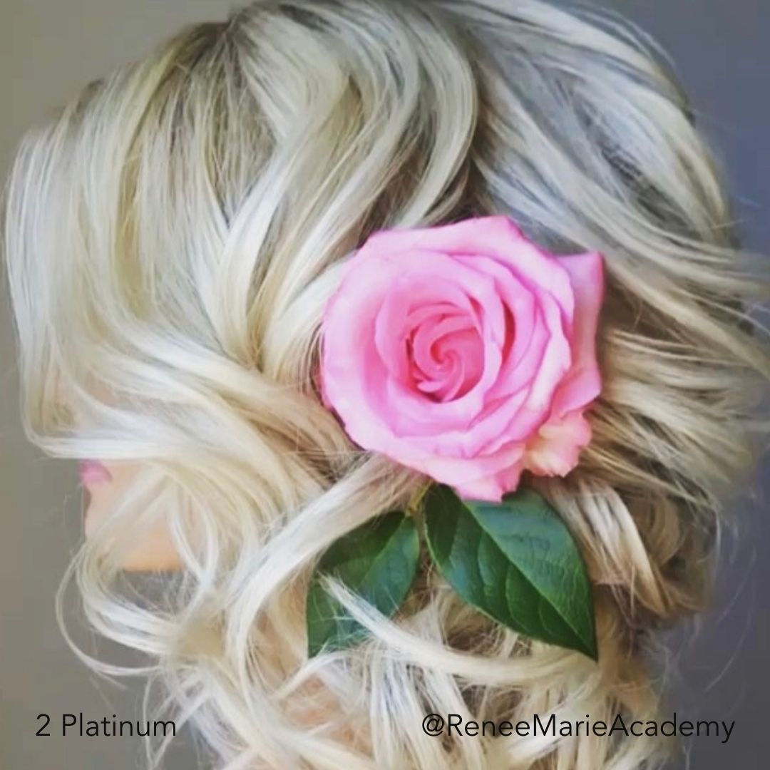 Platinum Blonde Bridal Upstyle with Pink Rose by ReneeMarieAcademy