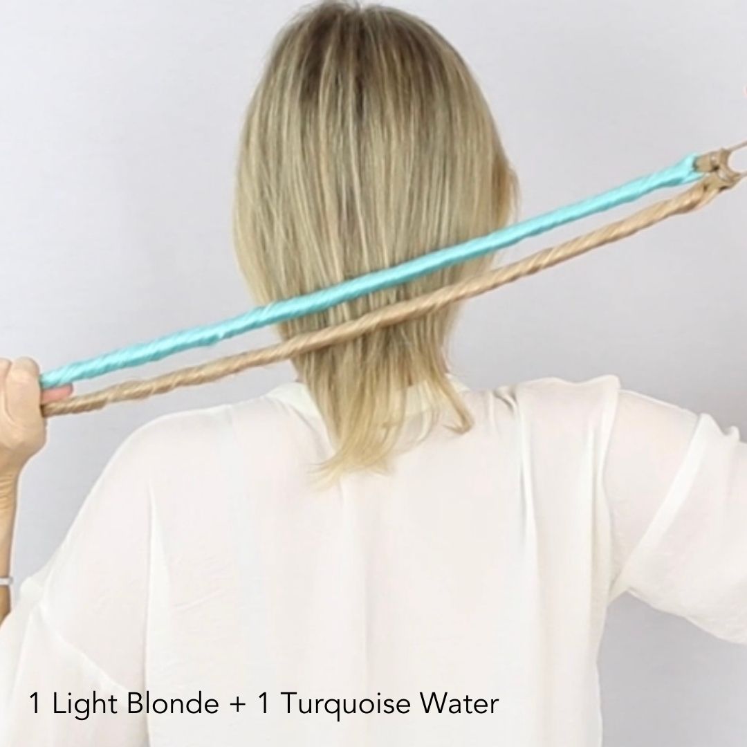 Turquoise Water Blue and Light Blonde Easy Updo Hair Extensions