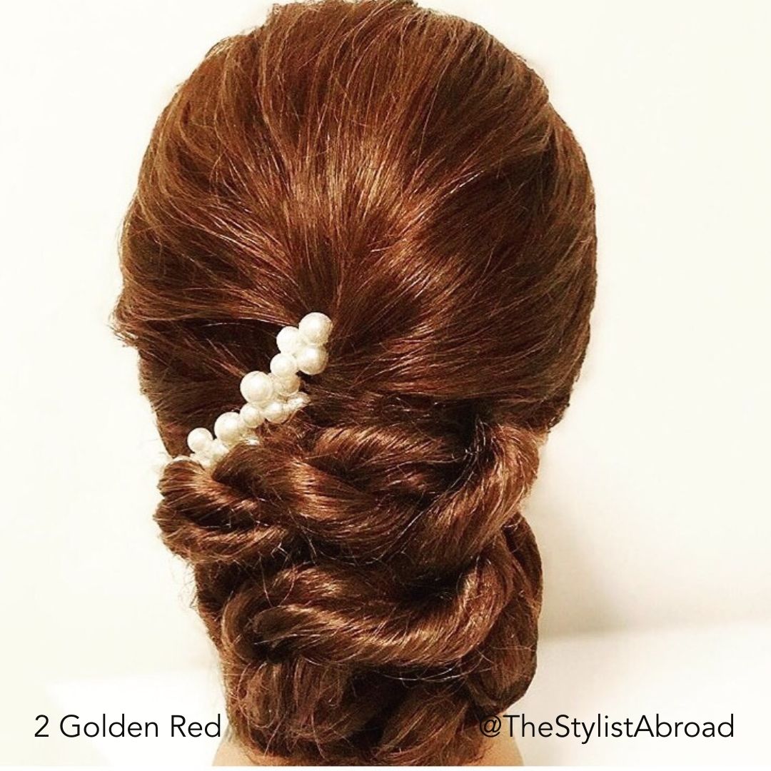 Golden Red Bridal Special Occasion Hairstyle @TheStylistAbroad Easy Updo Extensions